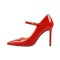 Stiletto Heels Pointed Toe Mary Janes Patent Pumps - Red