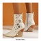 Chunky Heels Half Wedges Crocodile Embossed Rhinestones Star Western Side Zipper Boots - White