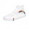 Soho Lace-Up Rainbow Canvas Ankle Sneakers -  White