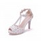Peep Toe Ankle Buckle Straps Italian Style 3.9 Inches Heels Wedding Dorsay Pumps - White