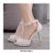 Peep Toe Ankle Buckle Straps Italian Style 3.9 Inches Heels Wedding Dorsay Pumps - White