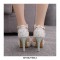 Peep Toe Ankle Buckle Straps Italian Style 3.9 Inches Heels Wedding Dorsay Pumps - White