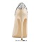 Pointed Toe Flower Rhinestones Stiletto Heels Party Pumps - Beige Satin Fabric