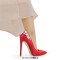 Pointed Toe Flower Rhinestones Stiletto Heels Party Pumps - Red Satin Fabric