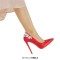Pointed Toe Flower Rhinestones Stiletto Heels Party Pumps - Red Satin Fabric