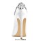 Pointed Toe Flower Rhinestones Stiletto Heels Party Pumps - White Satin Fabric