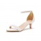 Peep Toe Ankle Buckle Straps Beads Italian Style 1.9 Inches Kitten Heels Wedding Dorsay Pumps - White