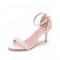 Peep Toe Ankle Buckle Straps Beads Italian Style 2.7 Inches Heels Wedding Dorsay Pumps - White