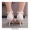 Peep Toe Ankle Buckle Straps Beads Italian Style 1.9 Inches Kitten Heels Wedding Dorsay Pumps - White