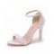 Peep Toe Ankle Buckle Straps Beads Italian Style 3.5 Inches Heels Wedding Dorsay Pumps - White