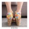 Peep Toe Platforms T Straps Wedges Flowers Sandals - Multicolor