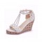 Peep Toe Platforms T Straps Wedges Bride Wedding Sandals - White
