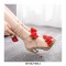 Peep Toe Rose Decorated Gladiator Straps Sandals - Khaki