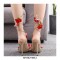 Peep Toe Rose Decorated Gladiator Straps Sandals - Khaki