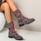 Round Toe Ankle Highs Lace Up Ethnic Mandala Print Boots - Black