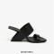 Peep Toe Genuine Leather Strange Heels Sandals Slippers - Black
