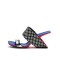 Peep Toe Genuine Leather Strange Heels Sandals Slippers - White Black Dot