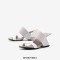 Peep Toe Genuine Leather Strange Heels Sandals Slippers - Gray