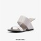 Peep Toe Genuine Leather Strange Heels Sandals Slippers - Gray