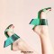 Peep Toe Genuine Leather Strange Heels Sandals Slippers - Green
