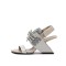 Peep Toe Genuine Leather Decorated Lace Up Slingback Strange Heels Sandals - Beige