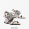 Peep Toe Genuine Leather Decorated Lace Up Slingback Strange Heels Sandals - Beige