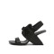 Peep Toe Genuine Leather Decorated Lace Up Slingback Strange Heels Sandals - Black