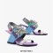 Peep Toe Genuine Leather Decorated Lace Up Slingback Strange Heels Sandals - Blue