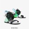 Peep Toe Genuine Leather Decorated Lace Up Slingback Strange Heels Sandals - Green