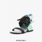 Peep Toe Genuine Leather Decorated Lace Up Slingback Strange Heels Sandals - Green
