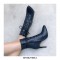 Stiletto Heels Pointed Toe Ankle Buckle Straps Lace Up with Side Zipper - Blue