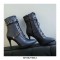 Stiletto Heels Pointed Toe Ankle Buckle Straps Lace Up with Side Zipper - Blue