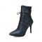 Stiletto Heels Pointed Toe Ankle Buckle Straps Lace Up with Side Zipper - Blue