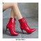 Stiletto Heels Pointed Toe Ankle Buckle Straps Lace Up with Side Zipper - Red