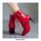 Stiletto Heels Pointed Toe Ankle Buckle Straps Lace Up with Side Zipper - Red