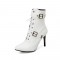 Stiletto Heels Pointed Toe Ankle Buckle Straps Lace Up with Side Zipper - White