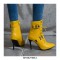Stiletto Heels Pointed Toe Ankle Buckle Straps Lace Up with Side Zipper - Yellow
