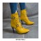 Stiletto Heels Pointed Toe Ankle Buckle Straps Lace Up with Side Zipper - Yellow
