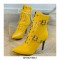 Stiletto Heels Pointed Toe Ankle Buckle Straps Lace Up with Side Zipper - Yellow