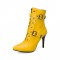 Stiletto Heels Pointed Toe Ankle Buckle Straps Lace Up with Side Zipper - Yellow