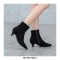 Kitten Heels Pointed Toe Ankle Boots with Side Zipper - Black