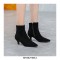 Kitten Heels Pointed Toe Ankle Boots with Side Zipper - Black