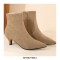 Kitten Heels Pointed Toe Ankle Boots with Side Zipper - Yellow