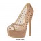 Italian Heels Peep Toe Platform Transparent Patent Mesh Pumps - Nude