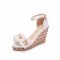 Peep Toe Ankle Buckle Straps High Wedges Heels Platforms Sandals - White