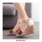 Peep Toe Ankle Buckle Straps High Wedges Heels Platforms Sandals - White
