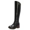 Round Toe Knee Highs Vintage Rustic Rider Biker Side Zipper Boots - Black