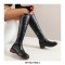Round Toe Knee Highs Vintage Rustic Rider Biker Side Zipper Boots - Black