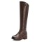 Round Toe Knee Highs Vintage Rustic Rider Biker Side Zipper Boots - Brown