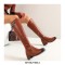 Round Toe Knee Highs Vintage Rustic Rider Biker Side Zipper Boots - Yellow